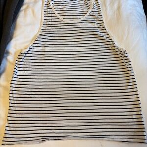 Topman White and Black Striped Tank Top